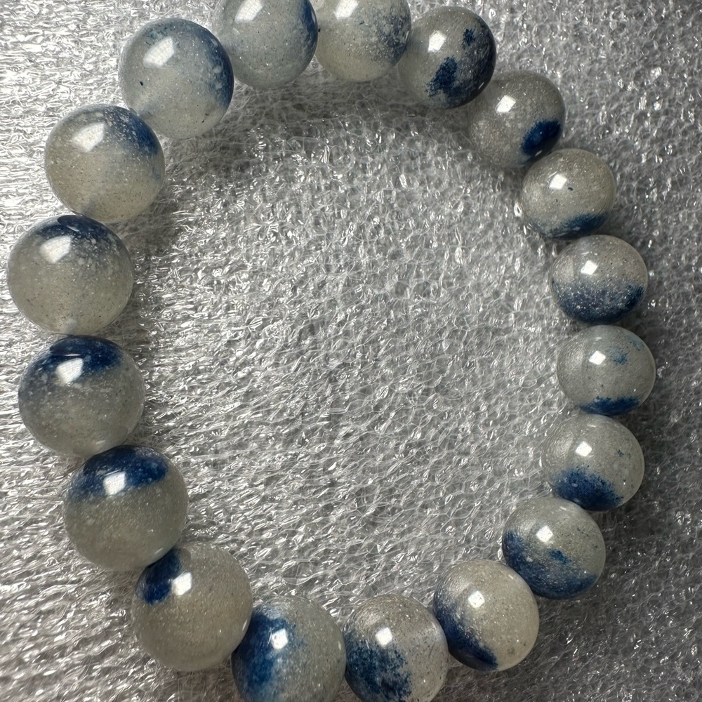 Unique 11MM “Half Bowl” Blue Strawberry Quartz Natural Crystal Bracelet